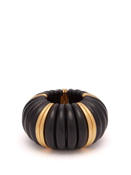 Matchesfashion.com Saint Laurent - Wooden Cuff - Womens - Black Gold