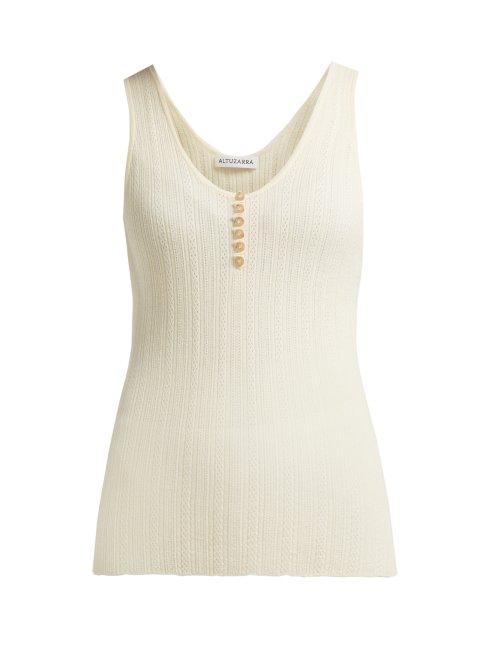 Matchesfashion.com Altuzarra - Mirto Pointelle Knit Wool And Cashmere Blend Top - Womens - Ivory