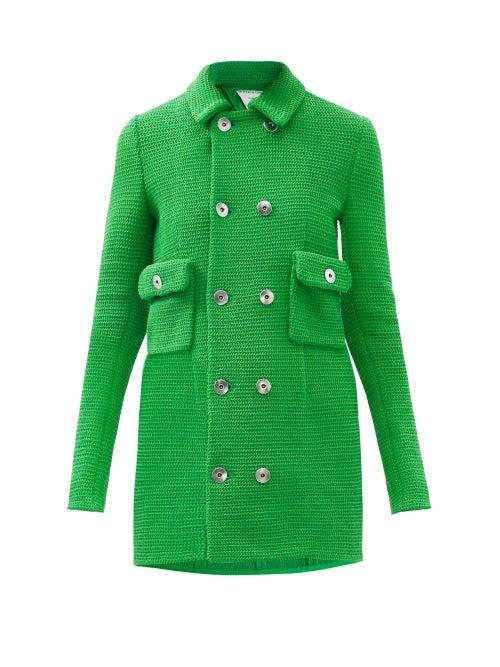 Matchesfashion.com Bottega Veneta - Double-breasted Cotton-blend Knitted Coat - Womens - Green