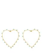 Sylvia Toledano - Heart Enamel Hoop Earrings - Womens - Green Gold