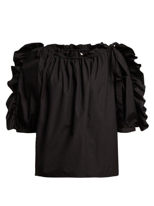 Matchesfashion.com See By Chlo - Ruffle Trimmed Cotton Top - Womens - Black