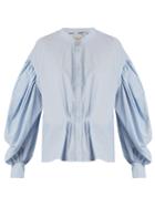 Burberry Lillum Balloon-sleeve Striped Cotton Shirt