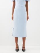 Shushu/tong - Side-slit Crepe Midi Skirt - Womens - Light Blue