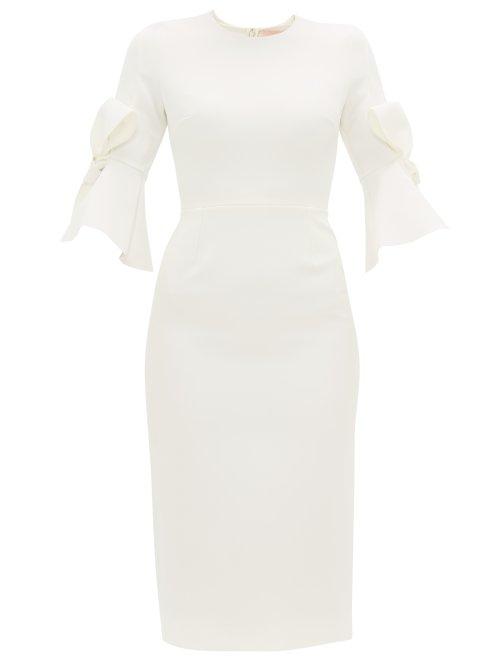 Matchesfashion.com Roksanda - Lavete Bow Embellished Crepe Midi Dress - Womens - Ivory