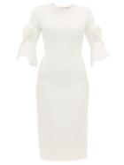 Matchesfashion.com Roksanda - Lavete Bow Embellished Crepe Midi Dress - Womens - Ivory