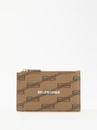 Balenciaga - Cash Coated-canvas Zipped Cardholder - Womens - Beige Multi