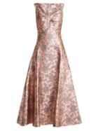 Matchesfashion.com Erdem - Verna Floral Jacquard Midi Dress - Womens - Pink Multi