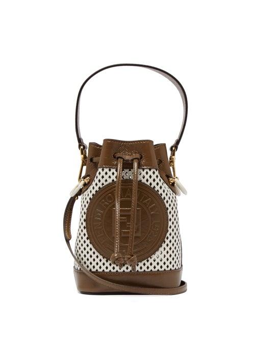 Matchesfashion.com Fendi - Mon Tresor Mini Perforated Leather Bucket Bag - Womens - White Multi
