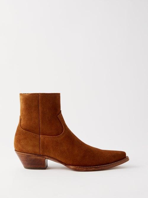 Saint Laurent - Lukas Cuban-heel Suede Boots - Mens - Tan