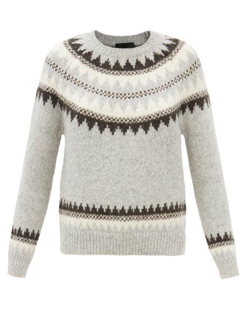 Nili Lotan - Madeleine Fair Isle-intarsia Alpaca-blend Sweater - Womens - Grey Multi