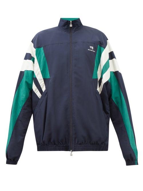 Balenciaga - Logo-embroidered Nylon-shell Track Jacket - Mens - Navy Multi