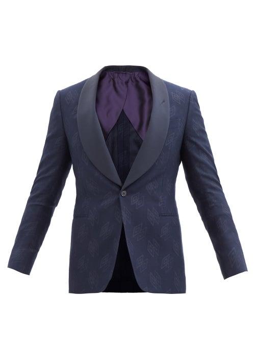 Ralph Lauren Purple Label - Diamond-jacquard Single-breasted Wool-blend Blazer - Mens - Navy