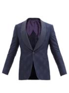Ralph Lauren Purple Label - Diamond-jacquard Single-breasted Wool-blend Blazer - Mens - Navy