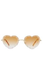 Matchesfashion.com Chlo - Rosie Heart Shaped Metal Sunglasses - Womens - Gold