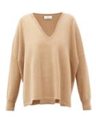 Matchesfashion.com Allude - V-neck Oversized Cashmere Sweater - Womens - Beige
