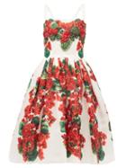 Matchesfashion.com Dolce & Gabbana - Geranium Print Silk Organza Dress - Womens - Red And Whte