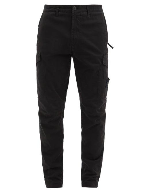 Matchesfashion.com Stone Island - Logo-patch Cotton-blend Twill Cargo Trousers - Mens - Black