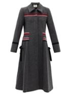 Molly Goddard - Cleo Velvet-trim Single-breasted Wool Coat - Womens - Grey