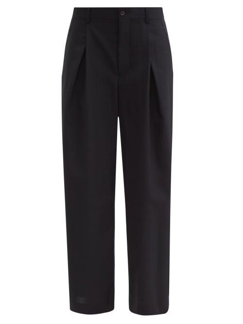 Noir Kei Ninomiya - Pleated Wool Wide-leg Trousers - Womens - Black