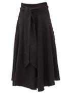 Matchesfashion.com Fil De Vie - Tetouan Linen Wrap Skirt - Womens - Black