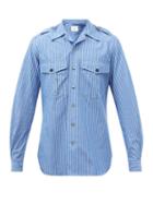 L.e.j - Striped Organic Cotton-poplin Shirt - Mens - Blue White