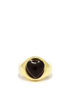 Ladies Jewellery Wilhelmina Garcia - Heart Enamel & Gold-vermeil Signet Ring - Womens - Black Gold