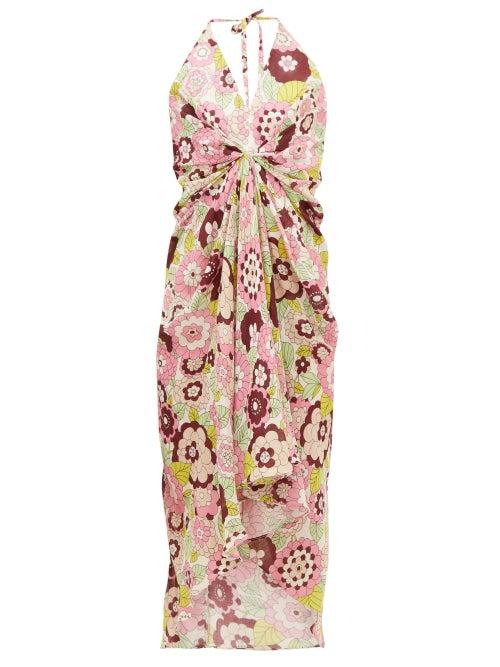 Matchesfashion.com Dodo Bar Or - Jennifer Gathered Floral-print Cotton Dress - Womens - Pink Print