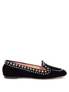 Matchesfashion.com Rochas - Crystal Embellished Velvet Loafers - Womens - Black