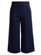 Msgm Wide-leg Cropped Cotton Trousers
