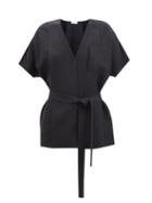 Raey - Dolman-sleeve Fold Detail Linen-blend Shirt - Womens - Navy