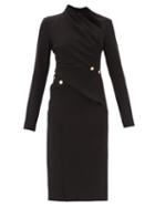 Matchesfashion.com Proenza Schouler - Asymmetric-neck Draped Crepe Midi Dress - Womens - Black