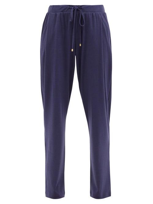 Ladies Lingerie Hanro - Sleep & Lounge Cotton-blend Pyjama Trousers - Womens - Dark Blue