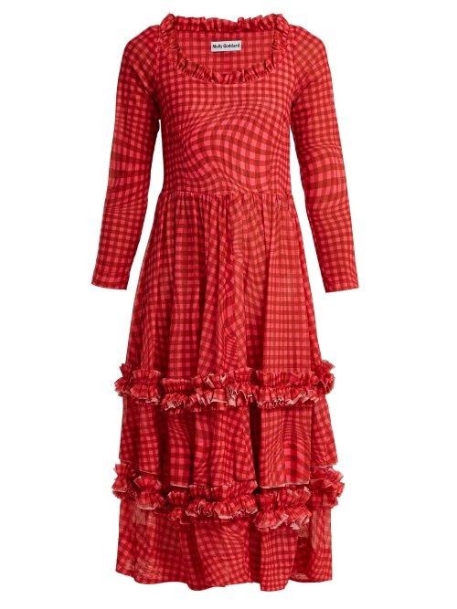 Matchesfashion.com Molly Goddard - Kelly Gingham Mesh Dress - Womens - Red Multi
