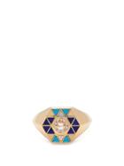 Matchesfashion.com Harwell Godfrey - Evil Eye Diamond & 18kt Gold Pinky Ring - Womens - Blue Multi