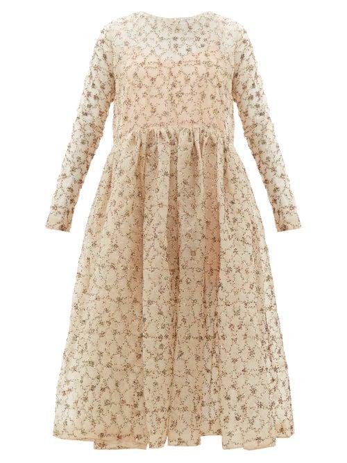 Matchesfashion.com Ashish - Amira Sequinned Organza Dress - Womens - Beige