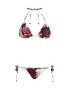 Matchesfashion.com Dolce & Gabbana - Floral Print Adjustable Bikini - Womens - Pink Multi