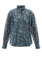 Isabel Marant Toile - Pamias Long-sleeve Floral-print Cotton Blouse - Womens - Green Multi