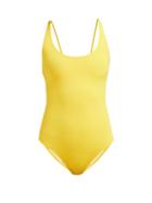 Matchesfashion.com On The Island - Lace Up Scooped Back Swimsuit - Womens - Yellow