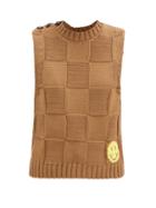 Matchesfashion.com Ganni - Sleeveless Basketweave Cotton-blend Sweater - Womens - Dark Beige