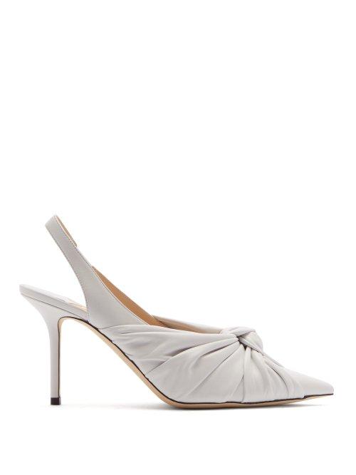 Matchesfashion.com Jimmy Choo - Annabelle 85 Leather Slingback Pumps - Womens - White