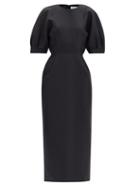 Matchesfashion.com Gabriela Hearst - Coretta Puff-sleeve Wool-blend Crepe Midi Dress - Womens - Black