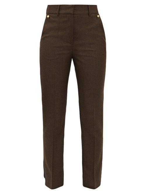 Matchesfashion.com Petar Petrov - Helen Houndstooth And Contrast Back Wool Trousers - Womens - Black Brown