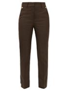 Matchesfashion.com Petar Petrov - Helen Houndstooth And Contrast Back Wool Trousers - Womens - Black Brown