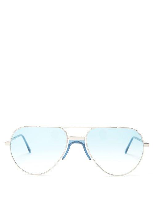 Matchesfashion.com Andy Wolf - White Sun Aviator Frame Sunglasses - Mens - Silver