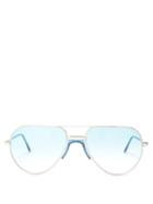 Matchesfashion.com Andy Wolf - White Sun Aviator Frame Sunglasses - Mens - Silver