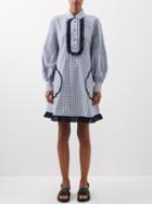Lee Mathews - Olive Gingham Cotton Mini Shirt Dress - Womens - Navy White