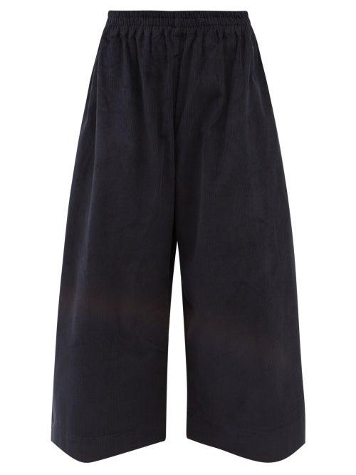 Cawley Studio - May Cropped Cotton-corduroy Trousers - Womens - Navy