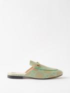 Gucci - Princetown Horsebit Gg-canvas Backless Loafers - Womens - Green Multi
