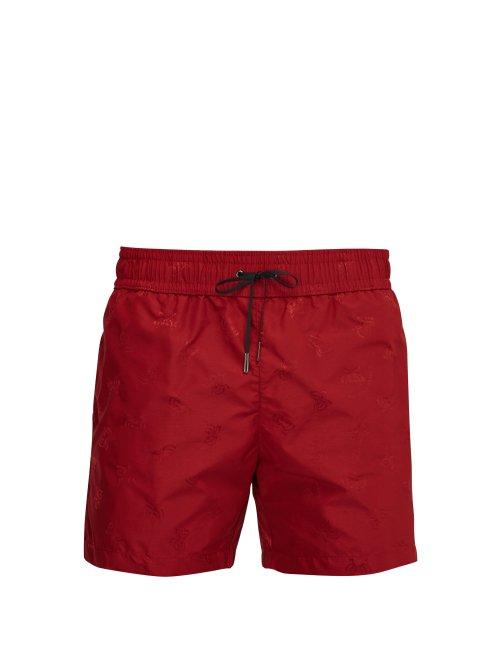 Matchesfashion.com Bottega Veneta - Butterfly Jacquard Swim Shorts - Mens - Red
