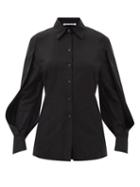 Acne Studios - Sesame Pleated-sleeve Cotton-poplin Shirt - Womens - Black